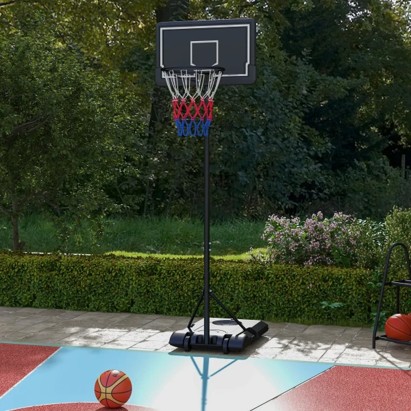 Sportnow basketbalring met standaard 220 250 cm in hoogte verstelbaar met wielen breukvaste achterwand voor tuin & sportveld 2
