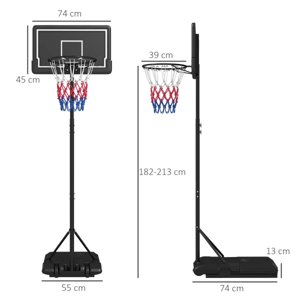 Sportnow basketbalring met standaard 220 250 cm in hoogte verstelbaar met wielen breukvaste achterwand voor tuin & sportveld 4