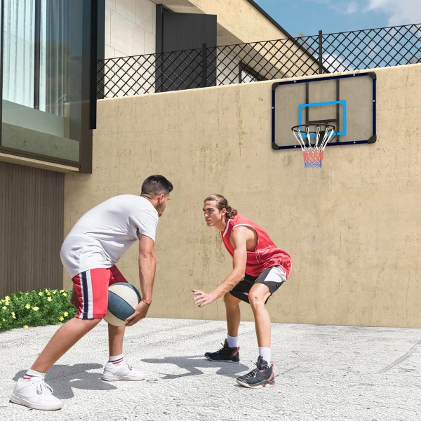 Sportnow basketbalring wandmontage basketbalbord met ring en net voor buiten, staal, 113 x 61 x 73 cm, ideaal voor tuin & speeltuin 2