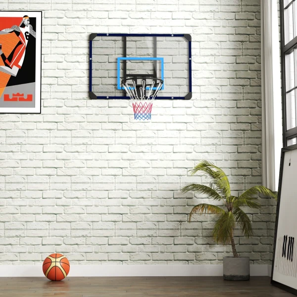 Sportnow basketbalring wandmontage basketbalbord met ring en net voor buiten, staal, 113 x 61 x 73 cm, ideaal voor tuin & speeltuin 7