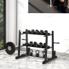 Sportnow haltersstandaard 3 niveaus tot 200 kg staal zwart 131x75x80 cm voor fitnessruimte & thuis training 2