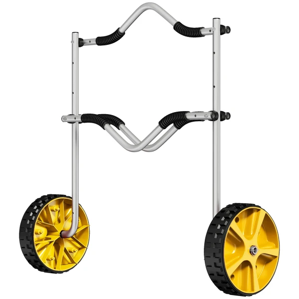 Sportnow kajakwagen verstelbare kano wagen boot wagen surfplank wagen boottrailer met spanband voor kano surfplank peddelborden aluminium geel 1