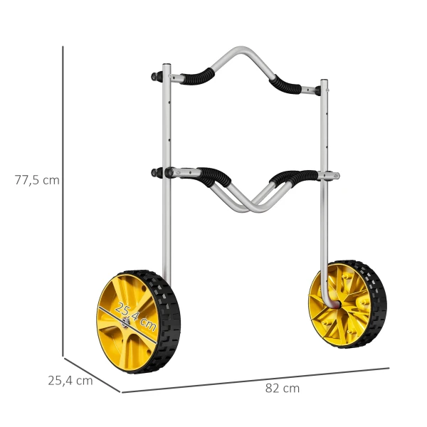 Sportnow kajakwagen verstelbare kano wagen boot wagen surfplank wagen boottrailer met spanband voor kano surfplank peddelborden aluminium geel 4