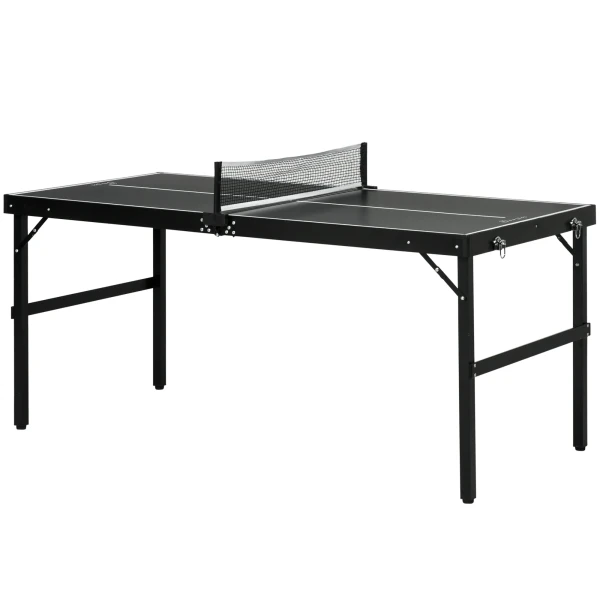 Sportnow mini opvouwbare tafeltennistafel tennistafel vrijetijdstafel met net & handvat, indoor spelset voor thuis, aluminium zwart 1