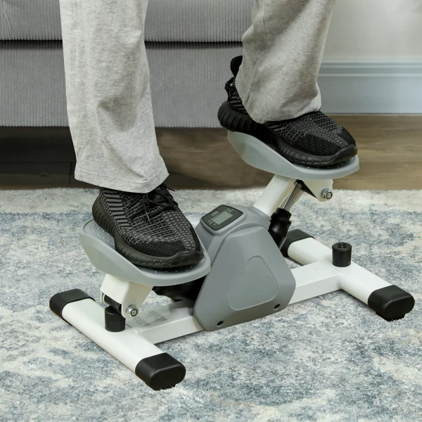 Sportnow mini stepper voor thuis met lcd display, up down stepper met antislip pedalen, stepper hometrainer tot 100 kg, voor been training, thuis kantoor fitness oefening, grijs 10