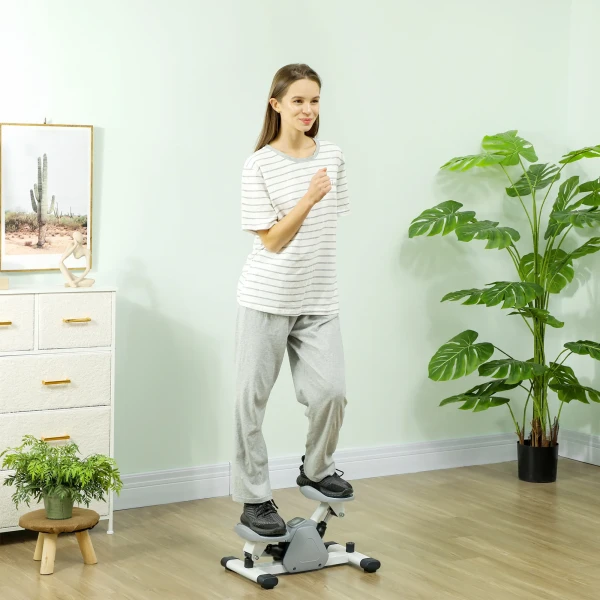 Sportnow mini stepper voor thuis met lcd display, up down stepper met antislip pedalen, stepper hometrainer tot 100 kg, voor been training, thuis kantoor fitness oefening, grijs 2