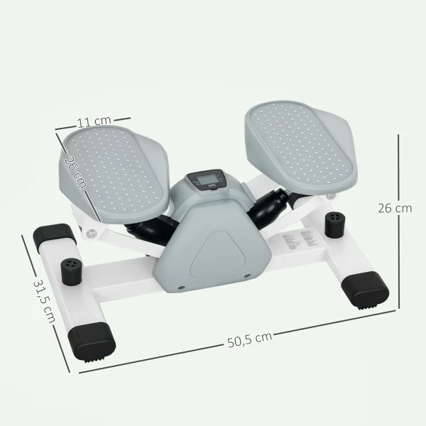 Sportnow mini stepper voor thuis met lcd display, up down stepper met antislip pedalen, stepper hometrainer tot 100 kg, voor been training, thuis kantoor fitness oefening, grijs 4