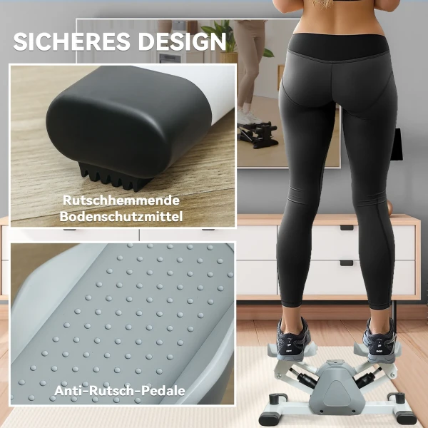 Sportnow mini stepper voor thuis met lcd display, up down stepper met antislip pedalen, stepper hometrainer tot 100 kg, voor been training, thuis kantoor fitness oefening, grijs 8