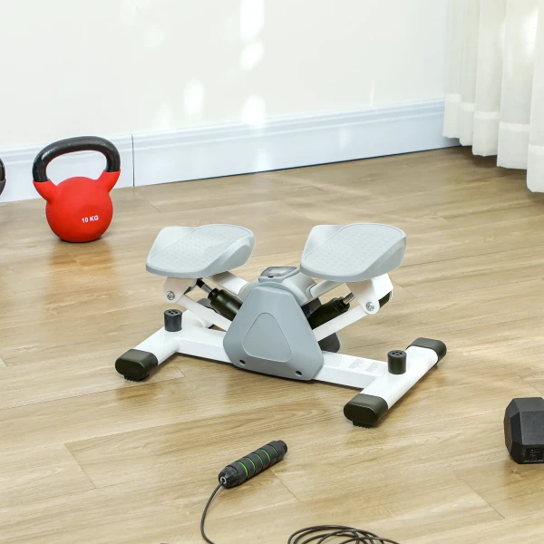 Sportnow mini stepper voor thuis met lcd display, up down stepper met antislip pedalen, stepper hometrainer tot 100 kg, voor been training, thuis kantoor fitness oefening, grijs 9