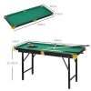 Sportnow opvouwbare biljarttafel 4,6ft 140 x 60 x 55 75 cm tafelbiljart met accessoires 2 keus 16 ballen voor jongeren volwassenen groen 4