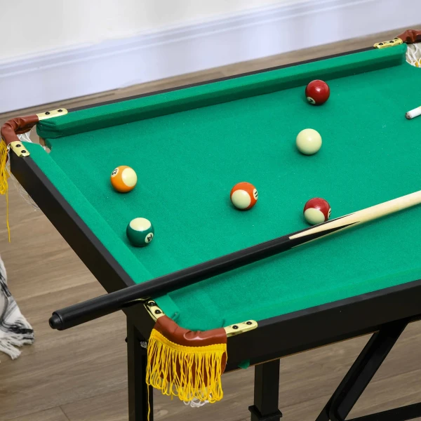 Sportnow opvouwbare biljarttafel 4,6ft 140 x 60 x 55 75 cm tafelbiljart met accessoires 2 keus 16 ballen voor jongeren volwassenen groen 8