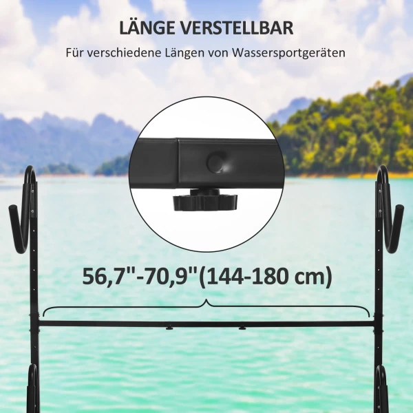 Sportnow verstelbaar kajakrek voor 2 kajaks, surfplanken, stand up paddles met gevoerde metalen houders 6