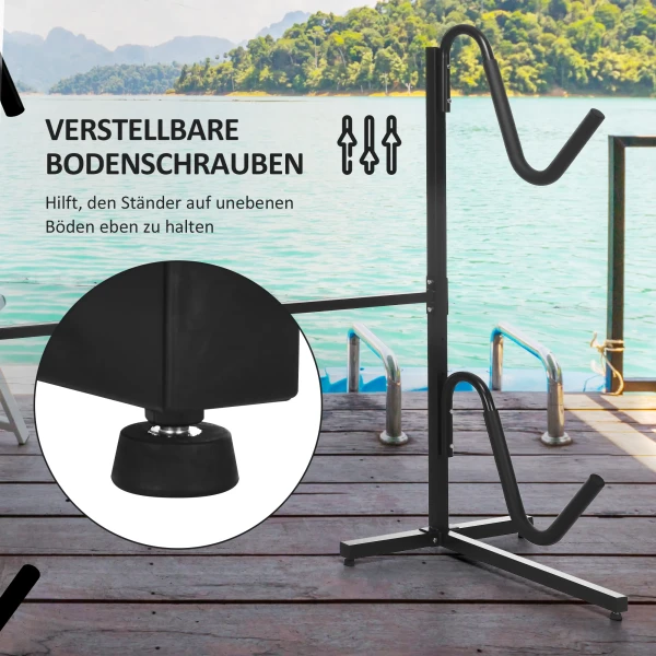 Sportnow verstelbaar kajakrek voor 2 kajaks, surfplanken, stand up paddles met gevoerde metalen houders 8