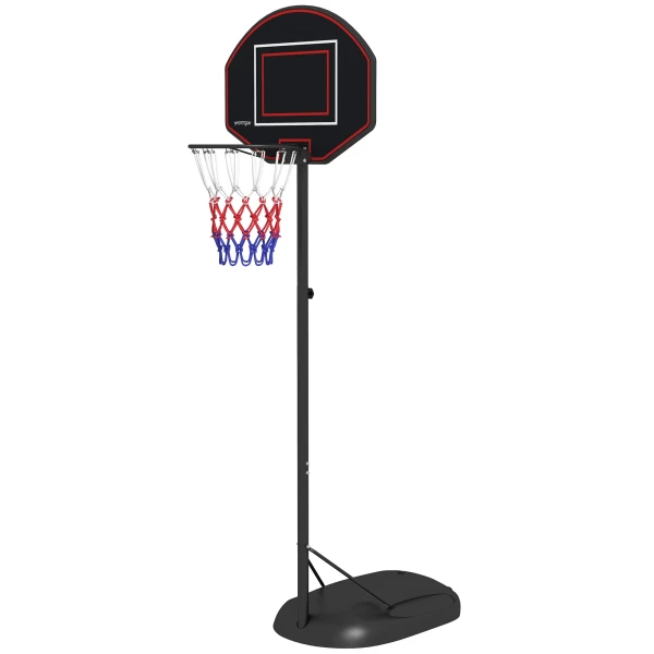 Sportnow verstelbare basketbalring 221 282cm met onbreekbare achterwand en wielen voor volwassenen, stabiele stalen constructie in zwart 1