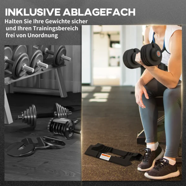Sportnow verstelbare dumbbells 3,5/6/8/10 kg met opbergvak, antislip handvatten voor krachttraining & gewichtstraining 6