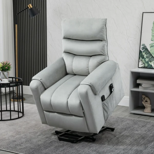Sta op hulp relaxstoel elektrische massagestoel tv stoel met ligfunctie fluweelachtig polyester metaal schuim 2