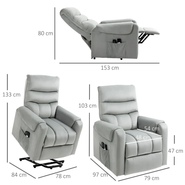 Sta op hulp relaxstoel elektrische massagestoel tv stoel met ligfunctie fluweelachtig polyester metaal schuim 4