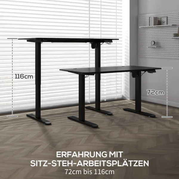Sta zit bureau, elektrisch, met anti botsing, oververhittingsbeveiliging, opslagopties, 140x70x72 116cm, spaanplaat, zwart 5