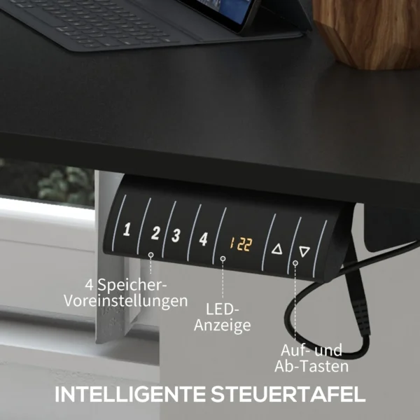 Sta zit bureau, elektrisch, met anti botsing, oververhittingsbeveiliging, opslagopties, 140x70x72 116cm, spaanplaat, zwart 6