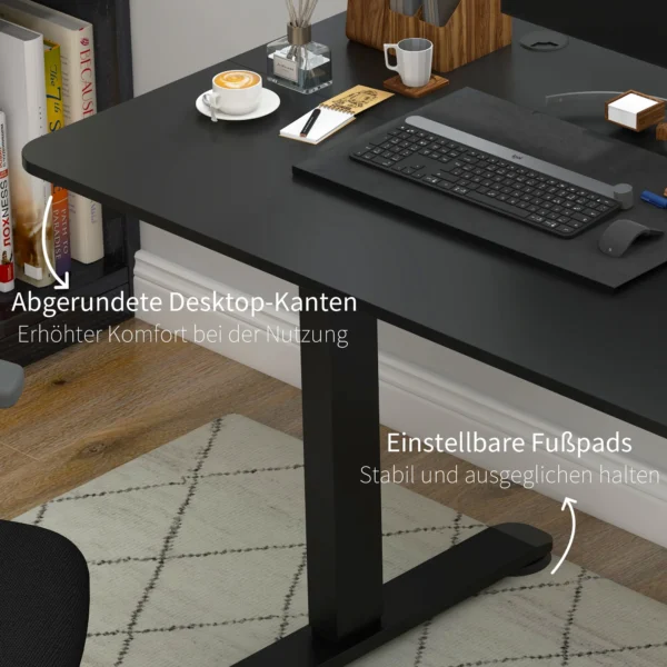 Sta zit bureau, elektrisch, met anti botsing, oververhittingsbeveiliging, opslagopties, 140x70x72 116cm, spaanplaat, zwart 9
