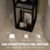 Staande lamp, staande lamp met 3 vakken, e27 fitting, staande lamp met stoffen lampenkap, usb a, usb c aansluitingen voor woonkamer, wit+zwart, excl. gloeilamp 5