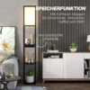 Staande lamp, staande lamp met 3 vakken, e27 fitting, staande lamp met stoffen lampenkap, usb a, usb c aansluitingen voor woonkamer, wit+zwart, excl. gloeilamp 6