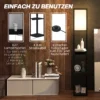 Staande lamp, staande lamp met 3 vakken, e27 fitting, staande lamp met stoffen lampenkap, usb a, usb c aansluitingen voor woonkamer, wit+zwart, excl. gloeilamp 7