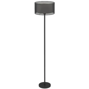 Staande lamp, staande lamp met e27 fitting, tweekleurige lampenkap van stof, staande lamp met voetschakelaar staande lamp voor woonkamer, slaapkamer, exclusief lichtbron, zwart 1