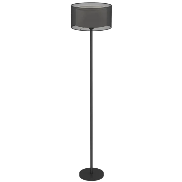Staande lamp, staande lamp met e27 fitting, tweekleurige lampenkap van stof, staande lamp met voetschakelaar staande lamp voor woonkamer, slaapkamer, exclusief lichtbron, zwart 1