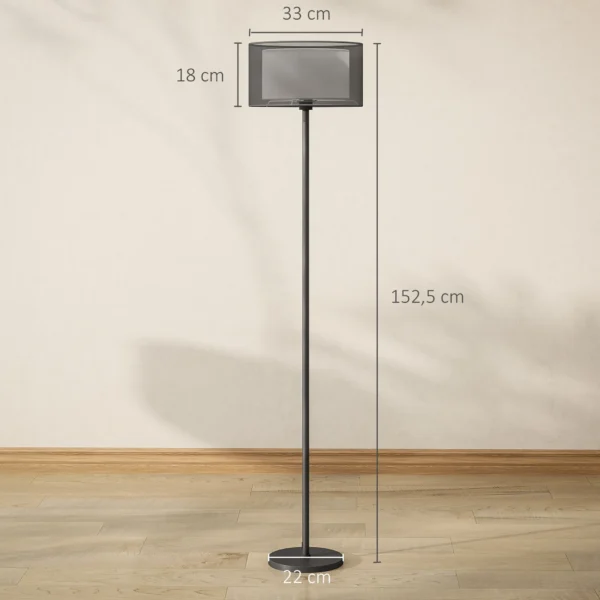 Staande lamp, staande lamp met e27 fitting, tweekleurige lampenkap van stof, staande lamp met voetschakelaar staande lamp voor woonkamer, slaapkamer, exclusief lichtbron, zwart 4