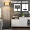 Staande lamp, staande lamp met e27 fitting, tweekleurige lampenkap van stof, staande lamp met voetschakelaar staande lamp voor woonkamer, slaapkamer, exclusief lichtbron, zwart 5