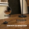 Staande lamp, staande lamp met e27 fitting, tweekleurige lampenkap van stof, staande lamp met voetschakelaar staande lamp voor woonkamer, slaapkamer, exclusief lichtbron, zwart 6