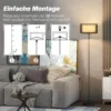 Staande lamp, staande lamp met e27 fitting, tweekleurige lampenkap van stof, staande lamp met voetschakelaar staande lamp voor woonkamer, slaapkamer, exclusief lichtbron, zwart 7
