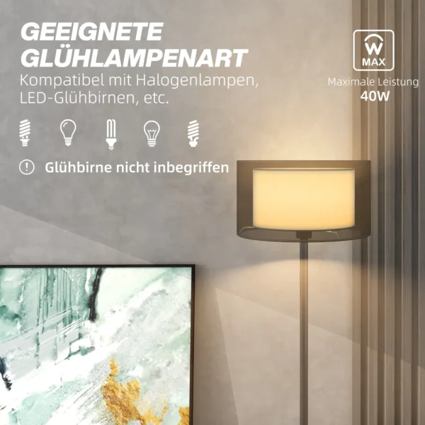 Staande lamp, staande lamp met e27 fitting, tweekleurige lampenkap van stof, staande lamp met voetschakelaar staande lamp voor woonkamer, slaapkamer, exclusief lichtbron, zwart 8