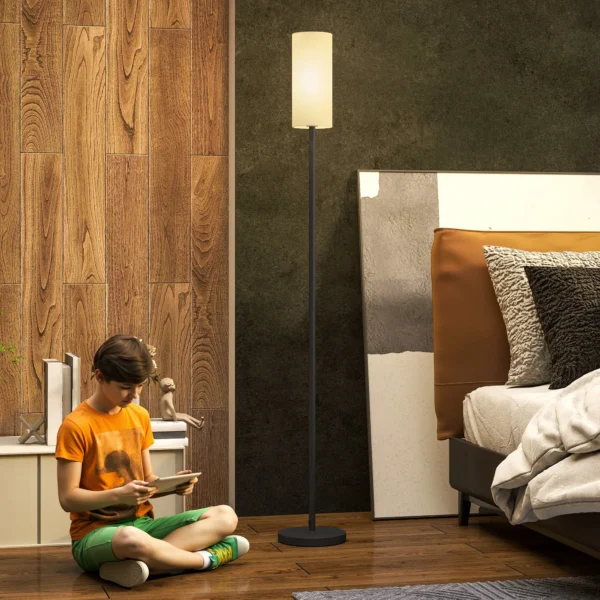 Staande lamp, staande lamp met stoffen lampenkap, e27 fitting, staande lamp staande lamp met voetschakelaar voor woonkamer, slaapkamer, exclusief lichtbron, wit 2