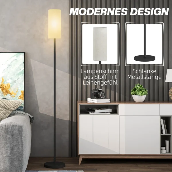 Staande lamp, staande lamp met stoffen lampenkap, e27 fitting, staande lamp staande lamp met voetschakelaar voor woonkamer, slaapkamer, exclusief lichtbron, wit 5