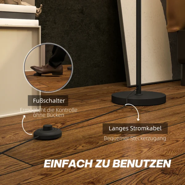 Staande lamp, staande lamp met stoffen lampenkap, e27 fitting, staande lamp staande lamp met voetschakelaar voor woonkamer, slaapkamer, exclusief lichtbron, wit 6