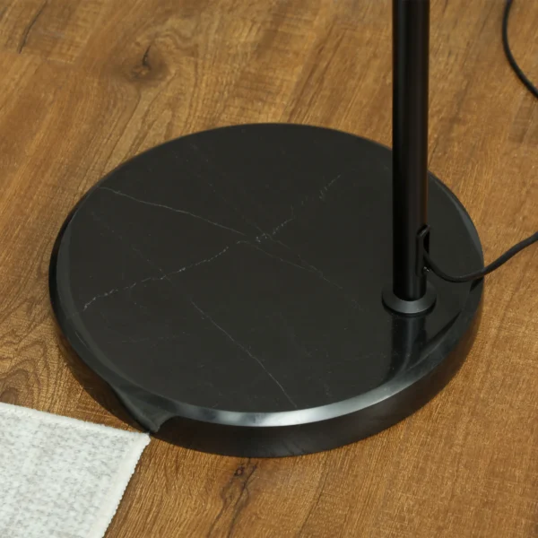 Staande lamp woonkamer staande lamp met linnen lampenkap, staande lamp met e27 fitting, voetschakelaar, verstelbare hoogte booglamp voor slaapkamer, zwart, excl. gloeilamp 10