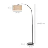 Staande lamp woonkamer staande lamp met linnen lampenkap, staande lamp met e27 fitting, voetschakelaar, verstelbare hoogte booglamp voor slaapkamer, zwart, excl. gloeilamp 4