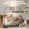 Staande lamp woonkamer staande lamp met linnen lampenkap, staande lamp met e27 fitting, voetschakelaar, verstelbare hoogte booglamp voor slaapkamer, zwart, excl. gloeilamp 5