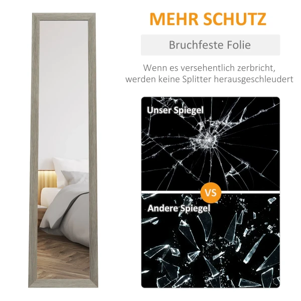 Staande spiegel volledige lichaamsspiegel vrijstaand met stand dressing spiegel garderobespiegel voor slaapkamer alu grijs 8