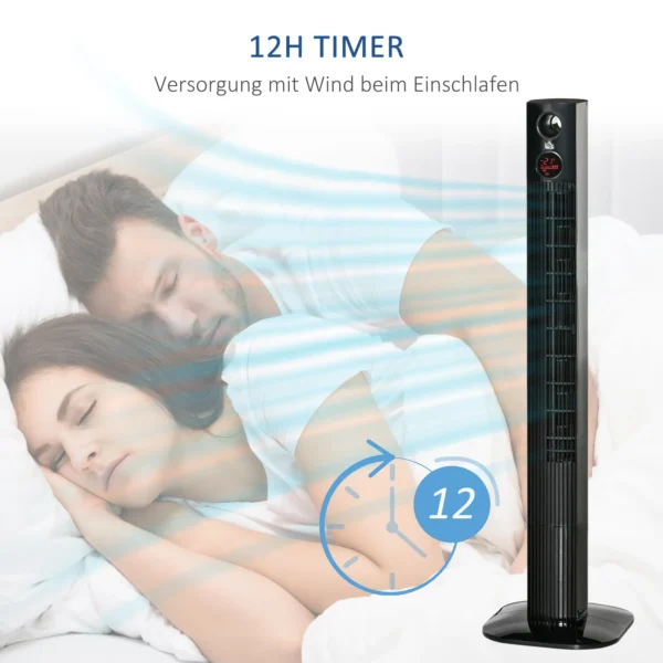 Staande ventilator met afstandsbediening 45w 12h timer 70° oscillatie 3 ventilatieniveaus met aroma diffuser 31,5x31,5x117cm zwart 8