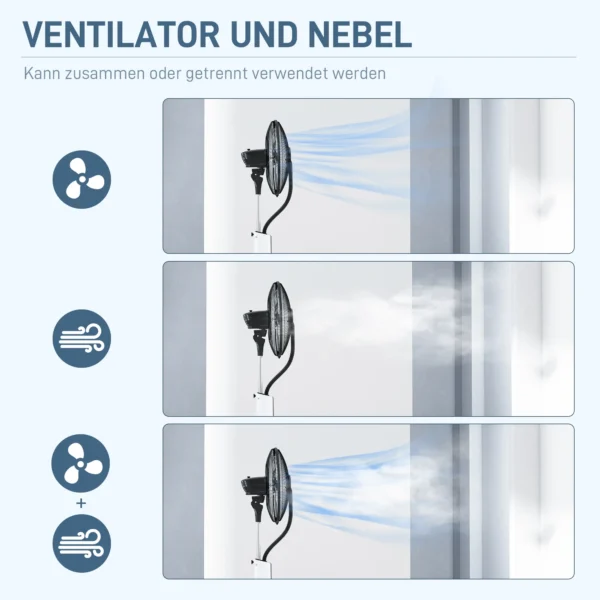 Staande ventilator met waternevel functie 90w, 3l tank, 3 niveaus, oscillerend, met afstandsbediening, zwart 5