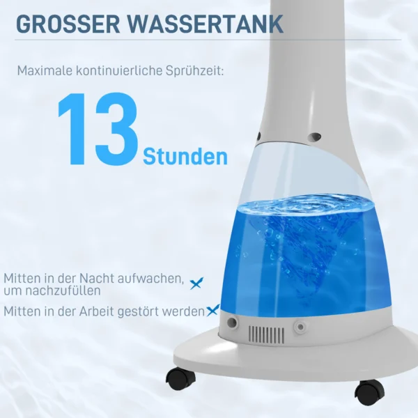 Staande ventilator met waternevel functie 90w, 3l tank, 3 niveaus, oscillerend, met afstandsbediening, zwart 9