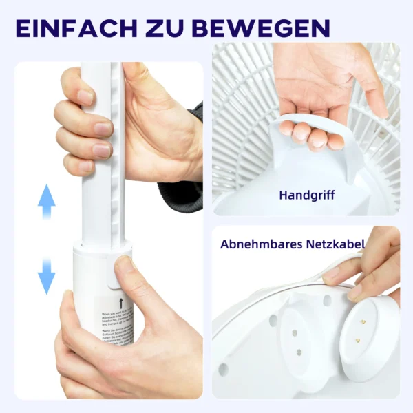 Staande ventilator stil met afstandsbediening, ventilator met 12 snelheidsniveaus, timer, kanteling & oscillatie instelbaar, slaapmodi, wit 10
