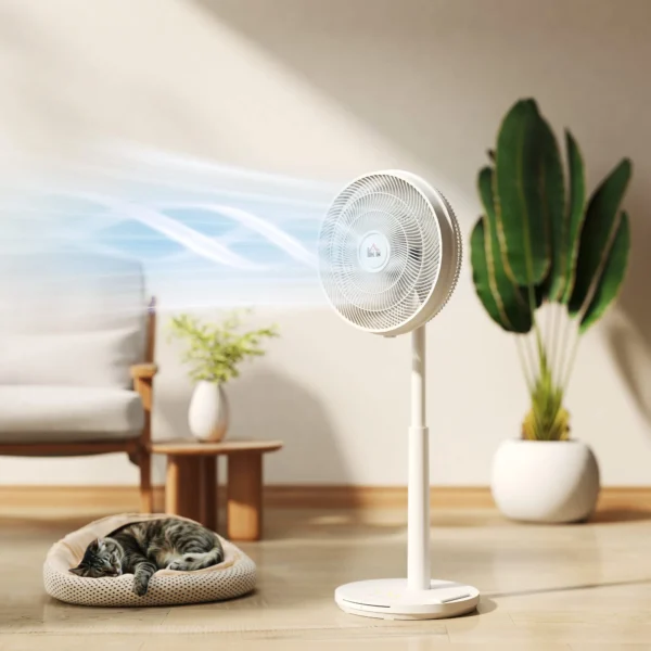 Staande ventilator stil met afstandsbediening, ventilator met 12 snelheidsniveaus, timer, kanteling & oscillatie instelbaar, slaapmodi, wit 2