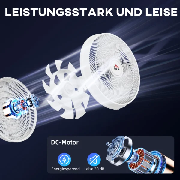 Staande ventilator stil met afstandsbediening, ventilator met 12 snelheidsniveaus, timer, kanteling & oscillatie instelbaar, slaapmodi, wit 5