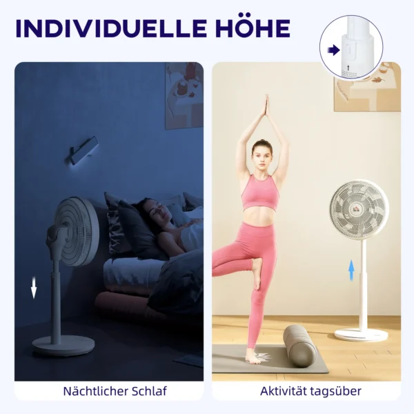 Staande ventilator stil met afstandsbediening, ventilator met 12 snelheidsniveaus, timer, kanteling & oscillatie instelbaar, slaapmodi, wit 8