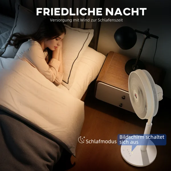 Staande ventilator stil met afstandsbediening, ventilator met 12 snelheidsniveaus, timer, kanteling & oscillatie instelbaar, slaapmodi, wit 9