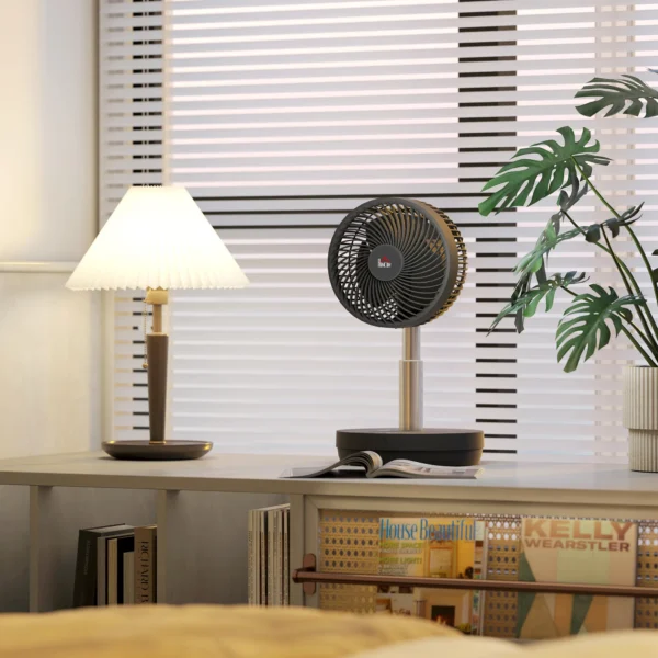 Staande ventilator usb oplaadbare ventilator met afstandsbediening verstelbare helling oscillatie 10 snelheidsniveaus timer in hoogte verstelbare telescoopventilator voor kantoor camping 10